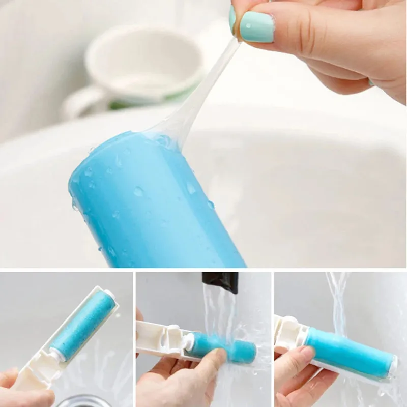 Portable Washable Foldable Lint Rollers Brushes Water Sticky Hair Pet Hair Remover Clothing Dust Suction Brush Cleaning Tools