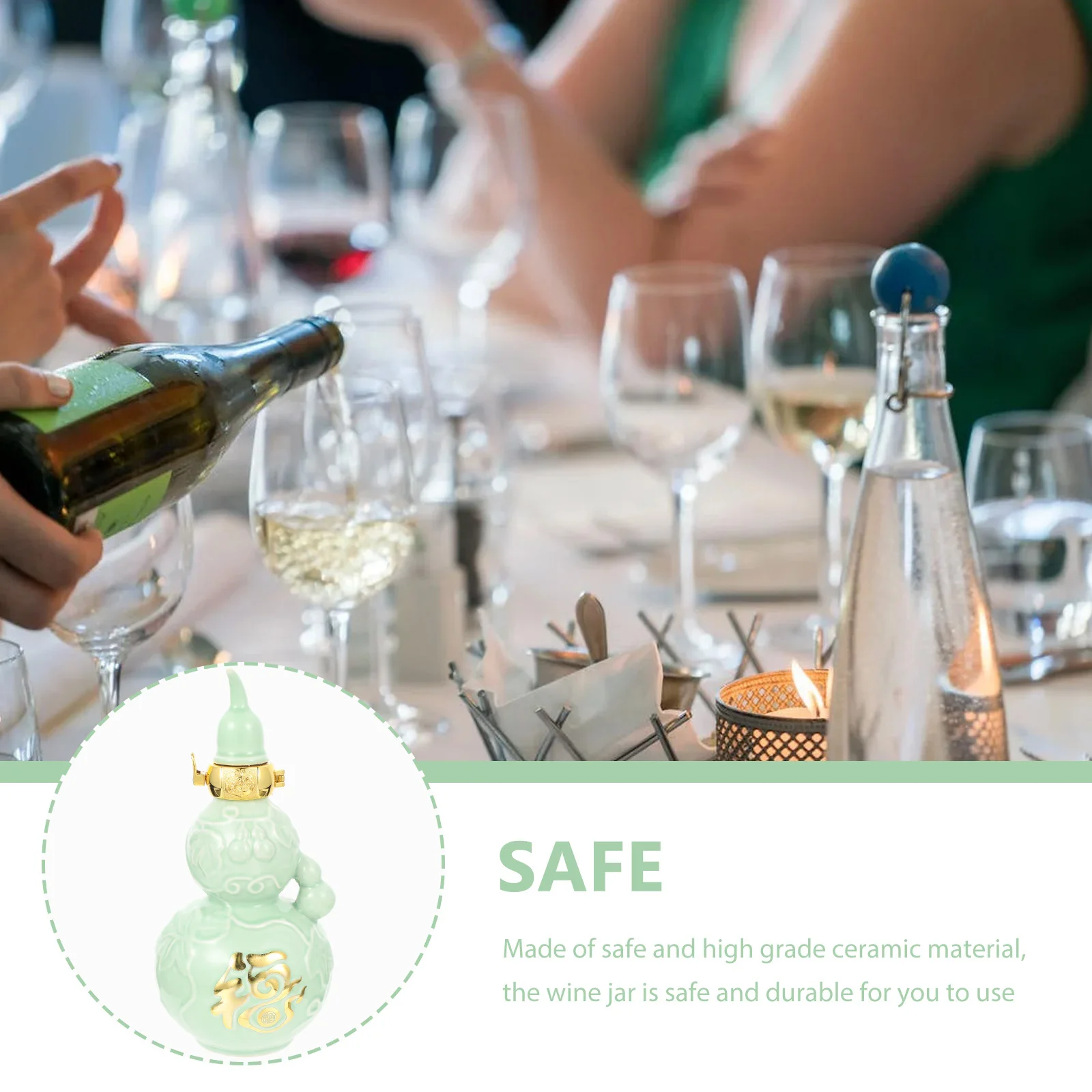 

Ceramic Wine Bottle Smooth Rounded Edges Safe Sealed Holder Portable Wine Storage Jar Household Liquor Container Gift