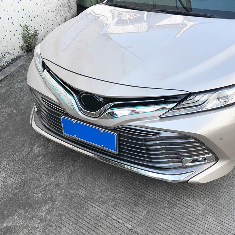 For Toyota Camry LE XLE 2018 2019 2020 Accessories Front Bumper Decoration Cover Styling Grilles Trim Grille Protector Car Refit