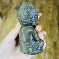 Natural Golden Obsidian Buddha Carving Polished Reiki Healing High Quality Room Decor Energy Gift 1PCS 6