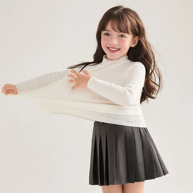 2-10T Toddler Kid Baby Girl Boy Sweater Winter Warm Knit Clothes Long Sleeve Stretch Pullover Top Thick Casual Plain Knitwear