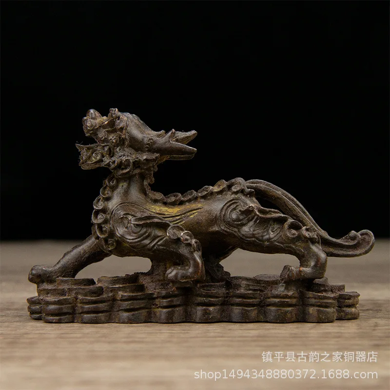 

Brass Antique Color Money Pixiu Ruler Pair Ornament Office Shop Living Room Desktop Decoration