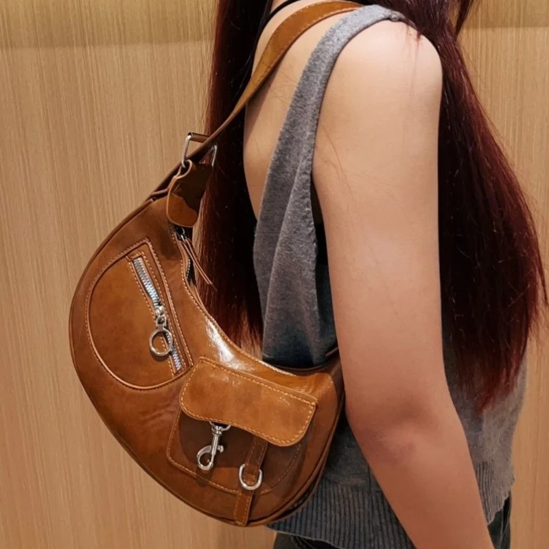 

Американская ретро искусственная кожа с металлической пряжкой, большая вместительная сумка для подмышек, сумки на плечо, большая вместительная сумка для хранения, женские сумки