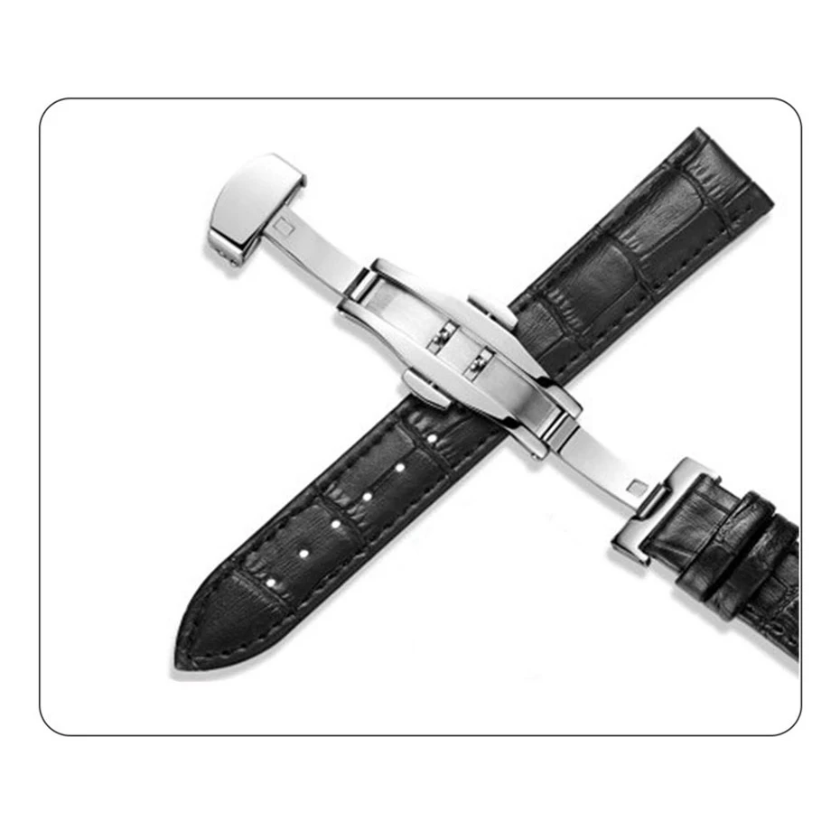 UTHAI Z09 Plus Genuine Leather Watchbands 18mm 20mm 22mm 24mm Universal Watch Butterfly Buckle Band Steel Buckle Strap watchband