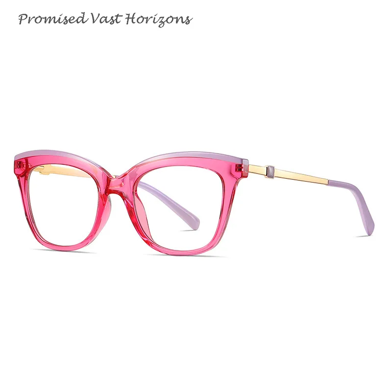 Lunettes bloquant la lumière bleue, Double couleur, monture TR90, branches métalliques, monture de lunettes Ins, grande monture à la mode, lentille Plano pour femme