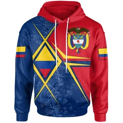 Columbia Flag Pattern Men Women Hoodies 2024 New Fashion Colombian National Emblem 3D Print Hooded Sweatshirts Pullovers Street