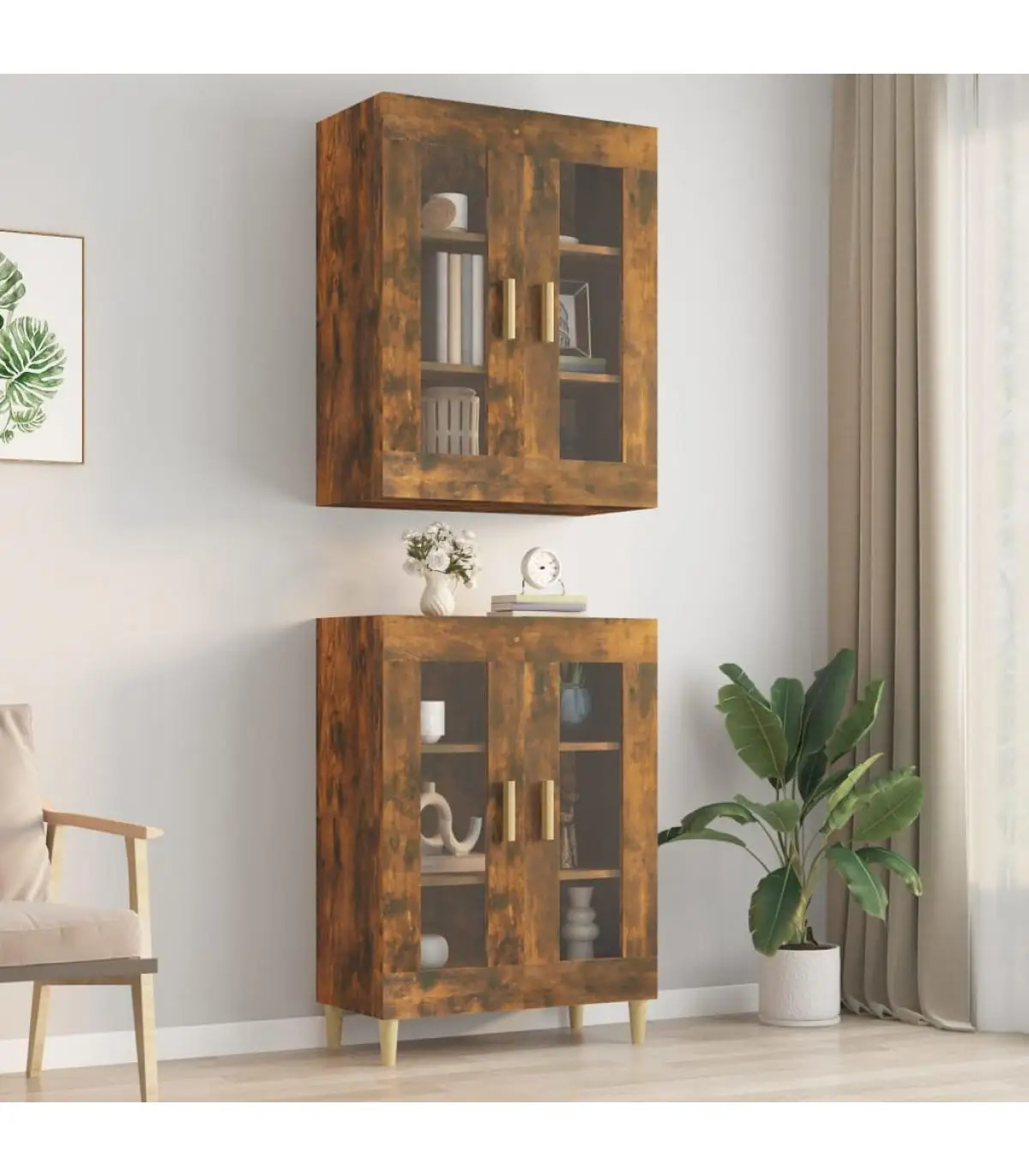 69,5x34x90 cm oak wall hanging cupboard