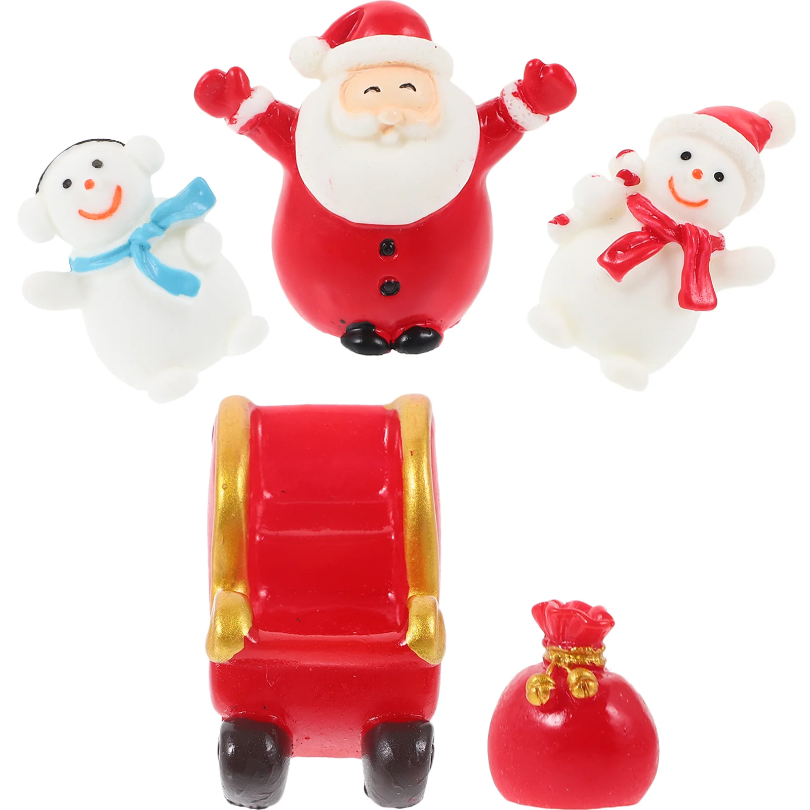 

5 Pcs Christmas Office Decor Resin Ornament Snowman Santa Claus Ornaments Mini Landscaping Decorative Crafts Miniature