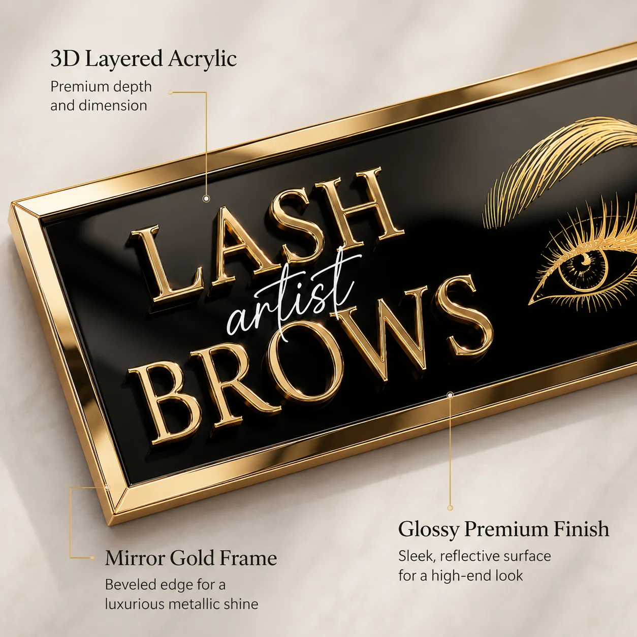 Personalized 3D Acrylic Door Sign Customizable Logo QR Code Text Plaque For Salon Beauty Shop Home Business Wall Display