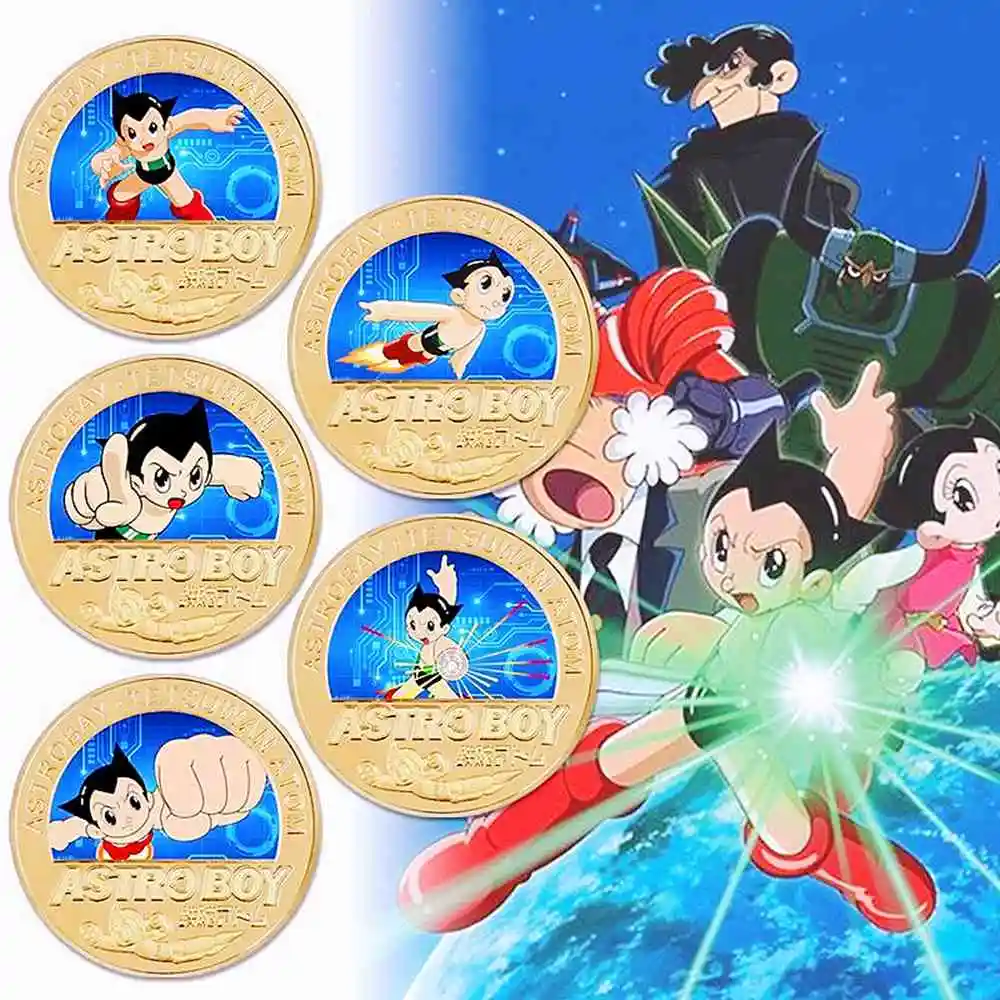 Astro Boy Coin Metal A-Astro Boy Coin Tcg Anime Commemorative Coins Collectibles Cartoon Medal Kids Toys Gifts Souvenir Badge