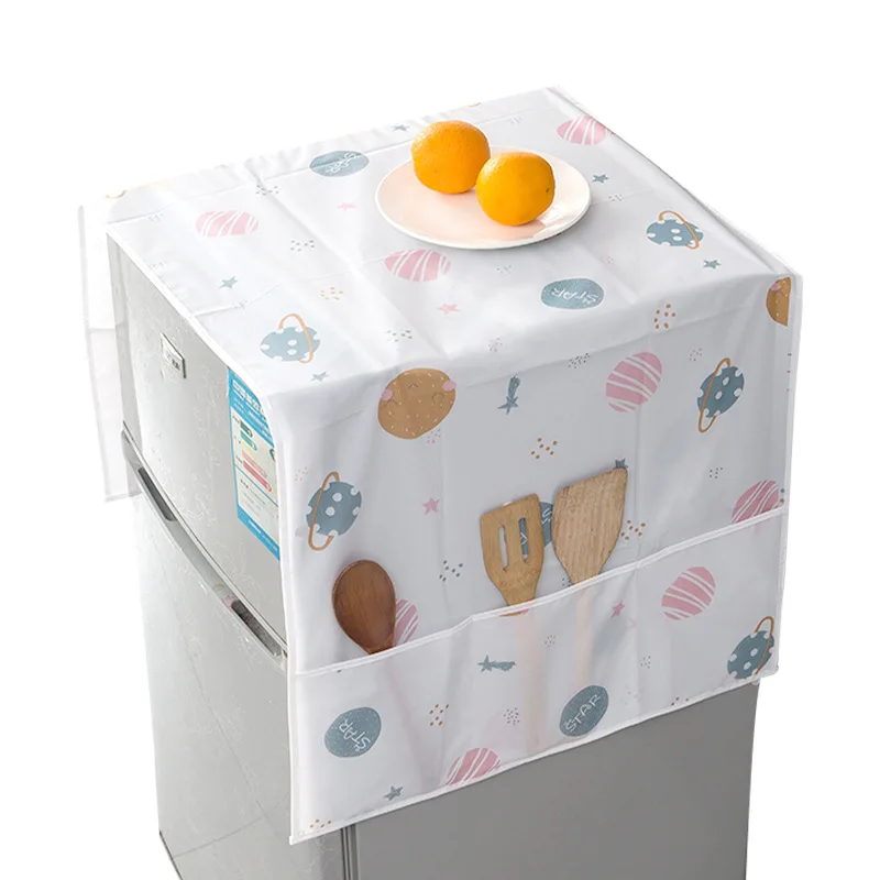 Refrigerator Dust Cover withStorage Bag Washable Printing Multi-purpose Household Washing Machine Cabinet Dust Protection Cover