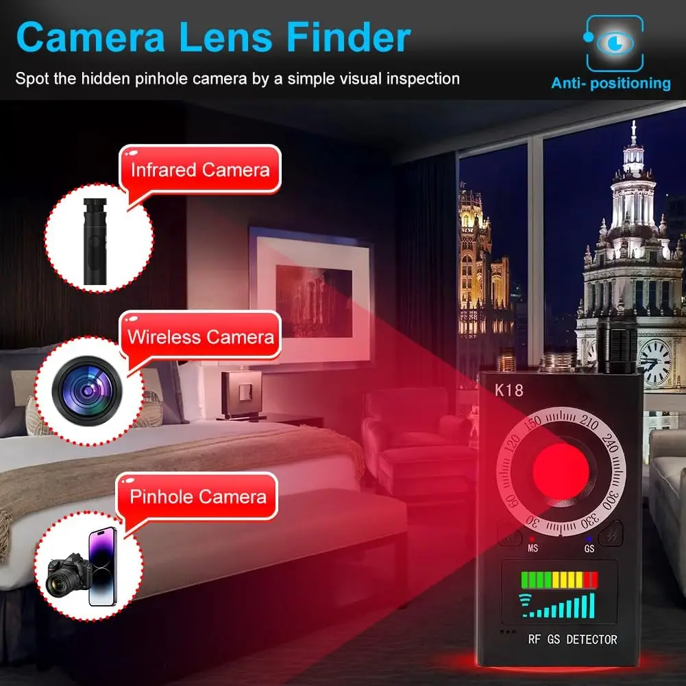 Rilevatori di telecamere nascoste Rilevatore di dispositivi, rilevatore di spia, scansione di segnali RF/bug/rilevamento modalità IR/rilevamento di campo magnetico