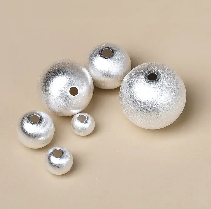 

999 pure silver beads satin suraces round beads diy charms 5mm -16mm