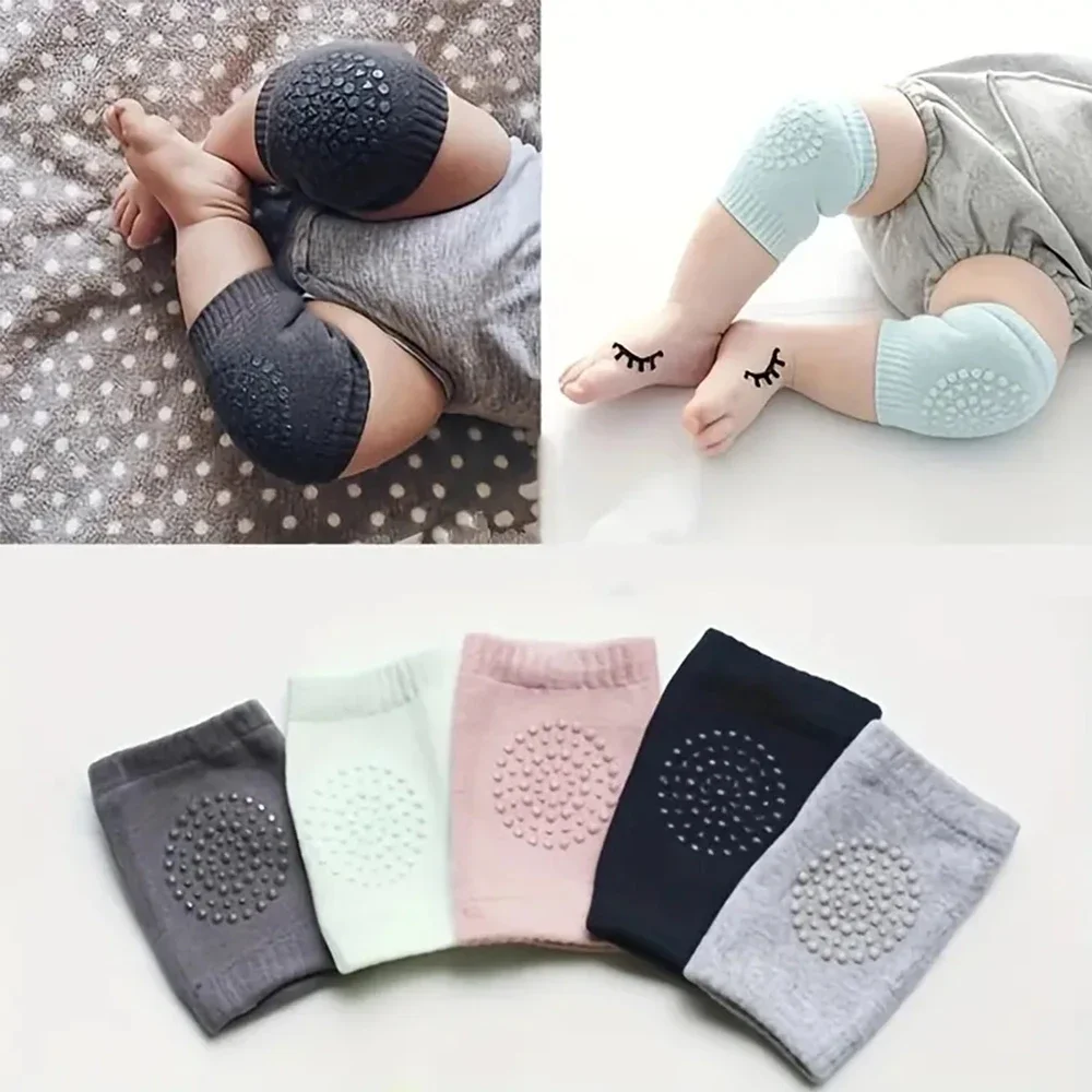 Safety Protector Toddler Leg Warmer 1Pairs Baby Knee Pads Toddler Crawling Anti-Slip Solid Infant Boys Girls Elbow Cushion Pad