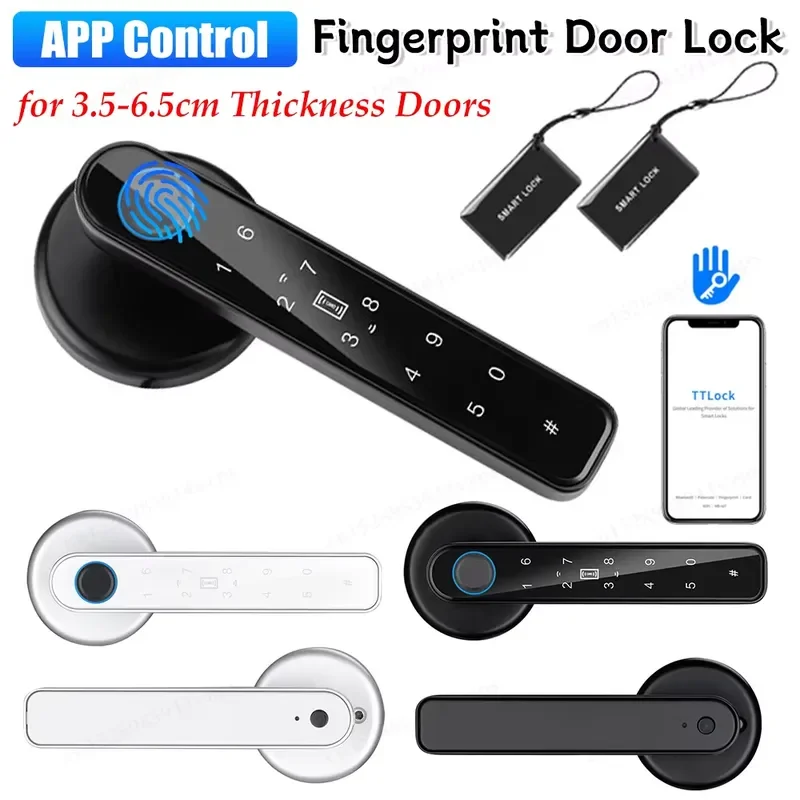 Digital Door Biometric Fingerprint Smart Home TTLOCK APP Control Type-C Charging Intelligent Door