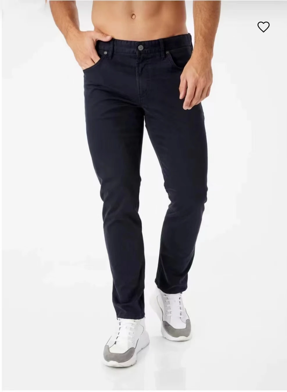 Fenggejiwo casual pants men's washed fabric pants navy blue solid color formal fabric pants