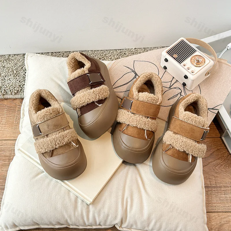 

Children's Cotton Shoes 2025 Winter New Girls' Plush Thicken Warm Shoes Fashion Outdoor Non Slip Comfortable Boys' Casual Shoes