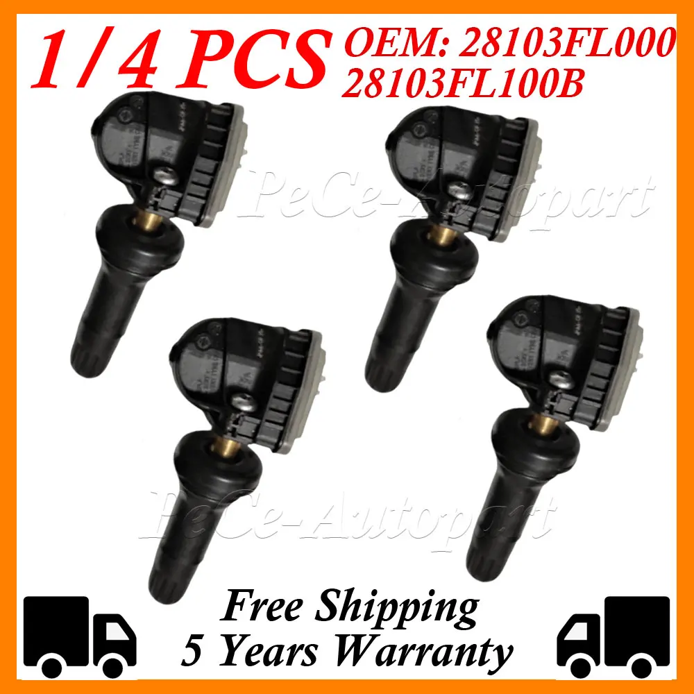 1/4PCS TIRE SENSORS 2019 2020 2021 2022 2023 FOR SUBARU FORESTER TIRE PRESSURE SENSOR TPMS 433MHz 28103FL000 28103FL100B