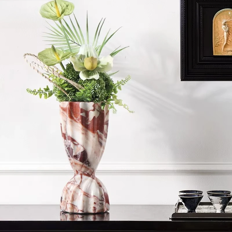 Vintage Calacatta Viola Stone Flower Vase For Home Decoration