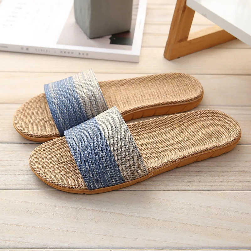 Men Slippers Slip On Stripe Flat Slides Indoor Home Slippers New Comfortable Causal Beach Shoes For Men Shower Zapatos Hombre