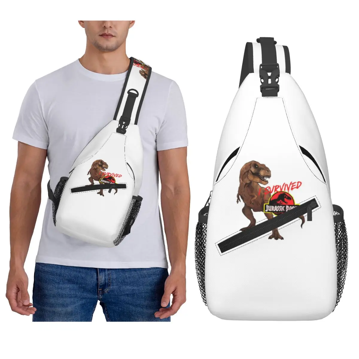 

Нагрудная сумка «Я пережил Парк Юрского периода», мужской рюкзак через плечо, нагрудная сумка, дорожный походный рюкзак, сумка на плечо