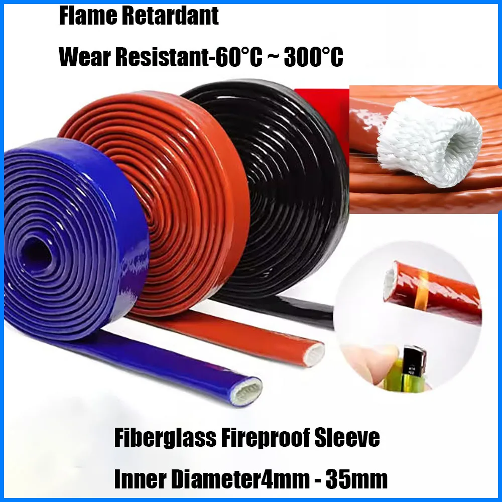

Red Black High-Temperature Resistant Glass Fiber Tube, Silicone Resin Coated Glass Fiber Woven Fireproof Sleeve