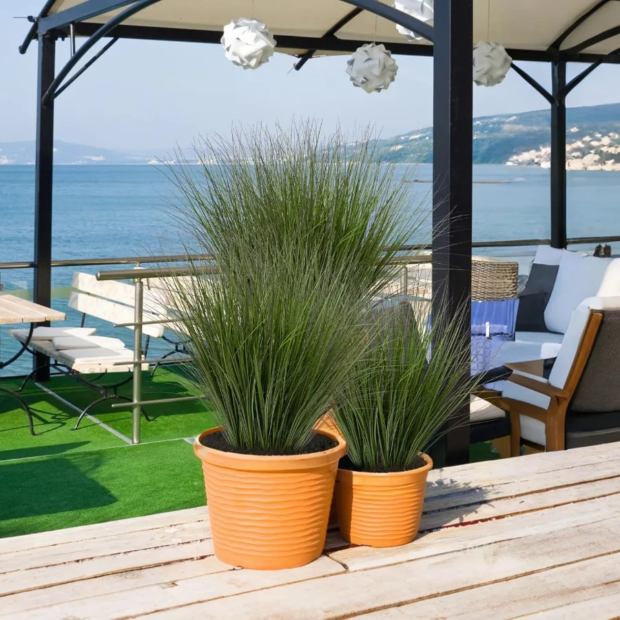 24 Uds plantas falsas hierba de trigo Artificial plantas de plástico verdes plantas artificiales de hierba falsa para decoración al aire libre e interior del hogar