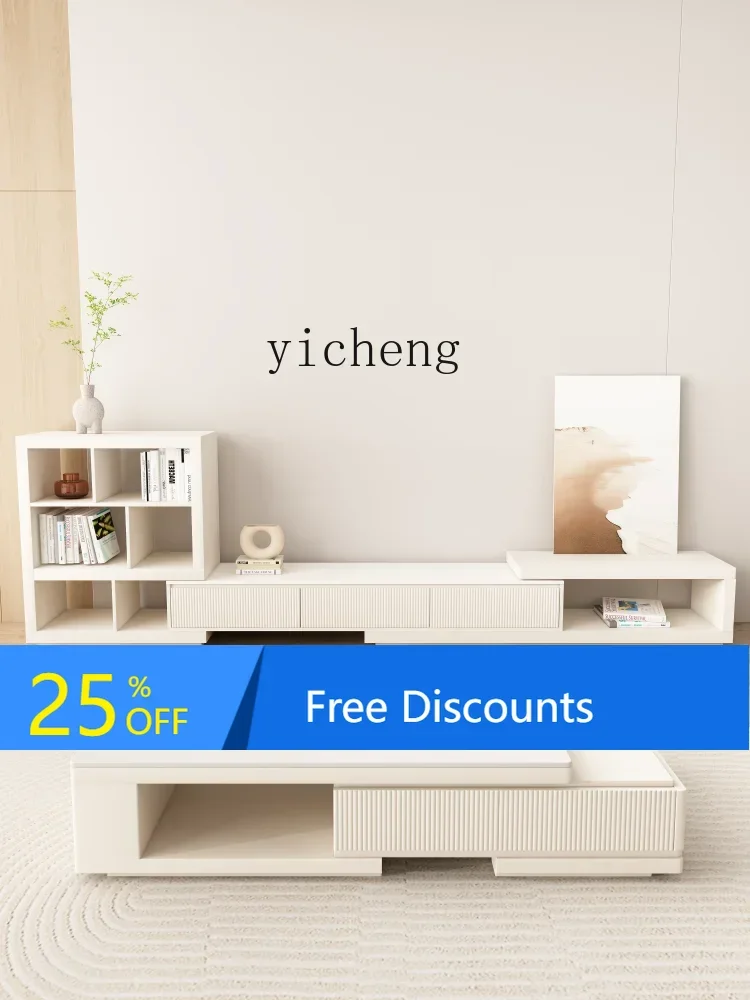 

LYY Light Luxury Coffee Table Living Room Home TV Cabinet Retractable Small Apartment Modern Cream Style Large Size