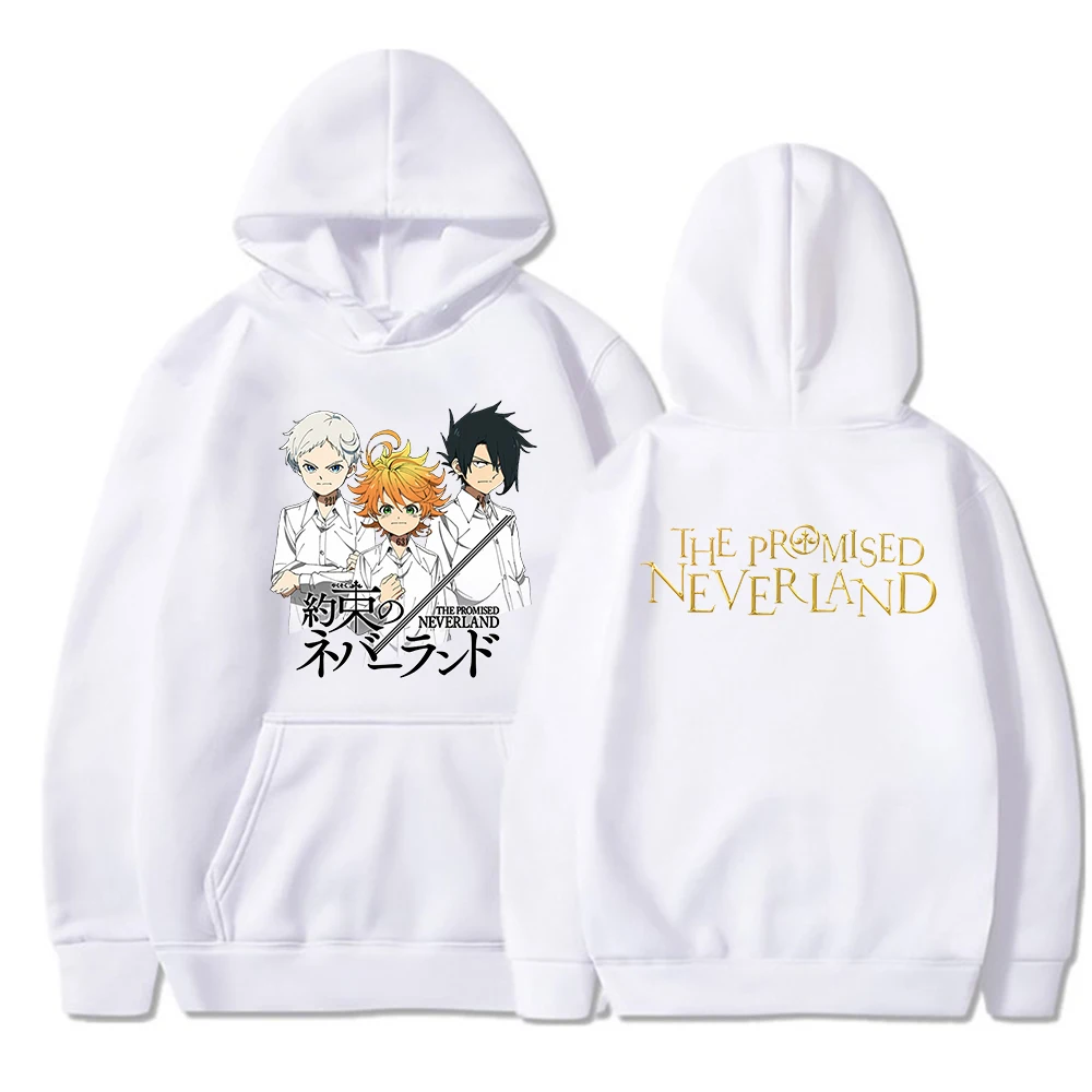 Hot Anime The Promised Neverland Norman And Emma Graphic Print Hooded Men Women Hoodies Oversized Streetwear Harajuku Sweatshirt