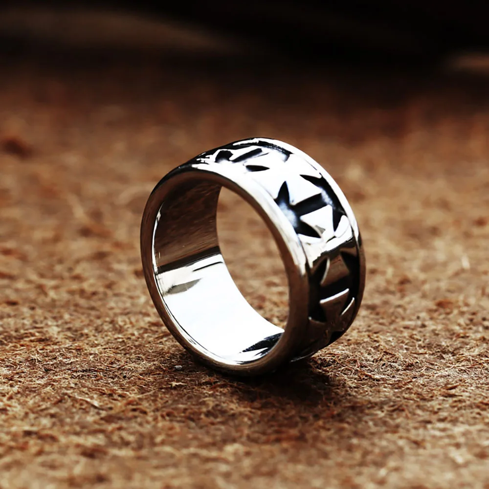 Vintage Iron Cross Rings For Men Punk Stainless Steel Cross Men\'s Ring Fashion Simple Party Jewelry Gift Wholesale Size 8-13