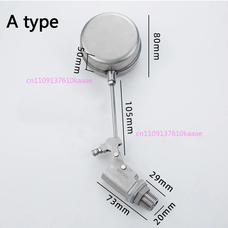 

Water Tank Ball Float Valve Preservative Stainless Steel 304 200 Celsius Degree 1/2" High Temperature Resistance DN15