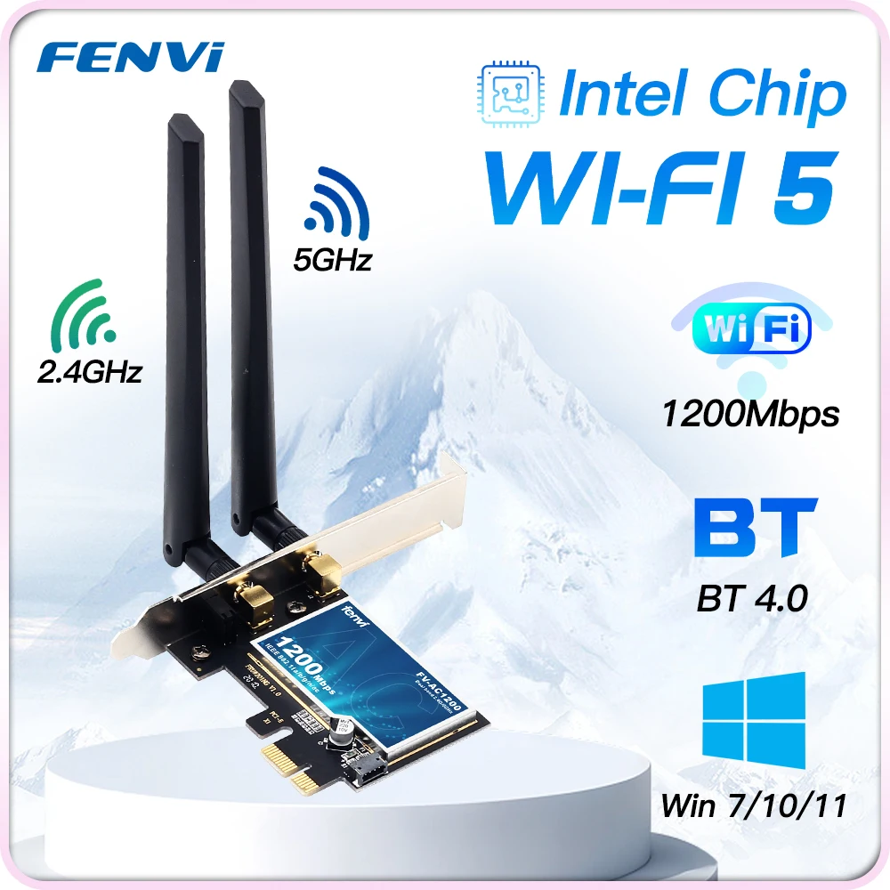 

fenvi 1200Mbps Wifi PCI Express Adapter Bluetooth 4.2 Dual Band 5GHz/2.4Ghz Andtenna 802.11ac PCIE Wireless Adapter wifi 5 Card