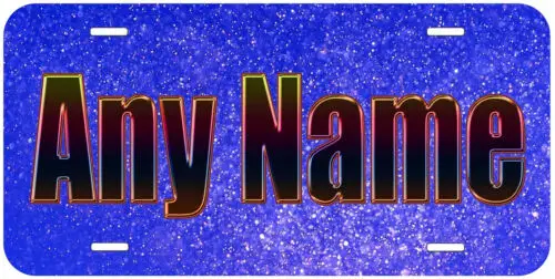 Blue Glitter Colored 001 Any Name Personalized Novelty Car License Plate Aluminum