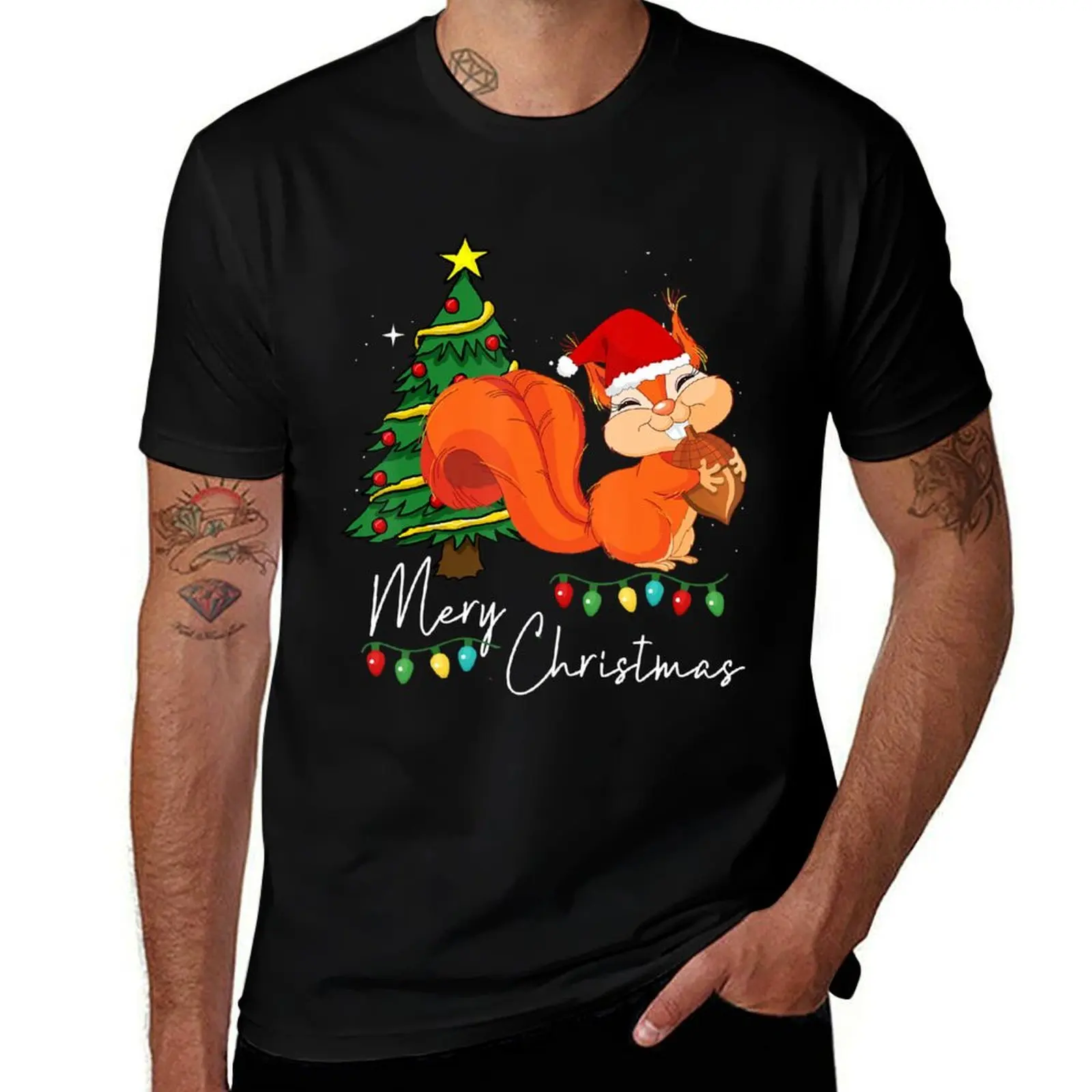 

Funny Squirrel Christmas T shirt T-Shirt t shirt man designer black cotton t-shirt plain for man package T-shirt