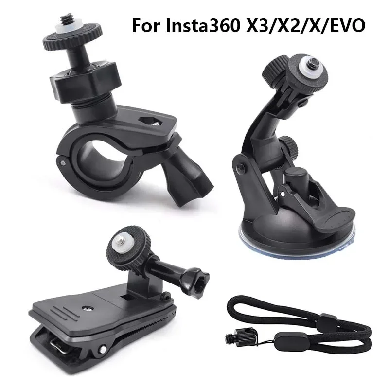 For Insta360 X3 X2 X EVO Accessories Wrist Hand Strap Lanyard Anti-loss Rope Bike Riding Mount Holder Backpack Clip Suction Cup