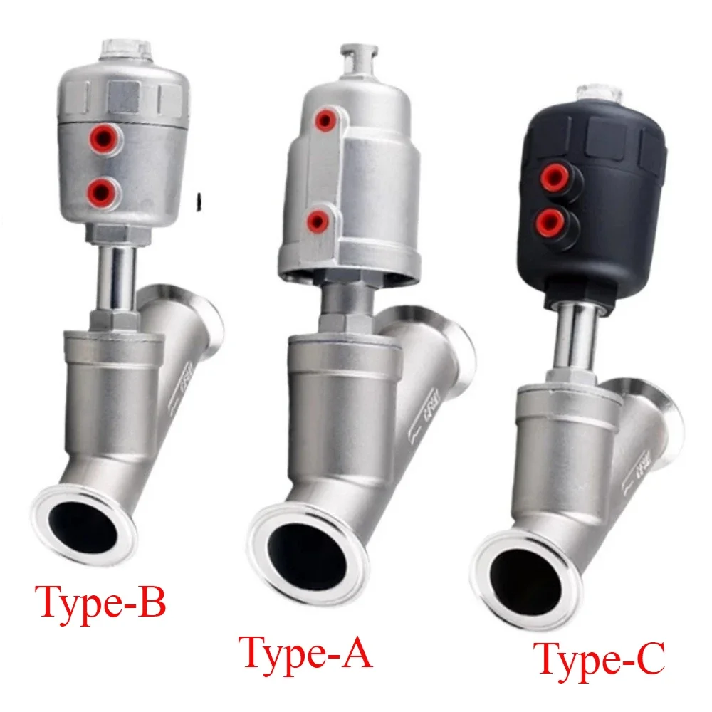

DN15/20/25/32/40/50 1,5 "2" Tri Clamp Y-образный пневматический угловой седловидный клапан из нержавеющей стали 304 с приводом воздуха Паровой газ Масло Вода