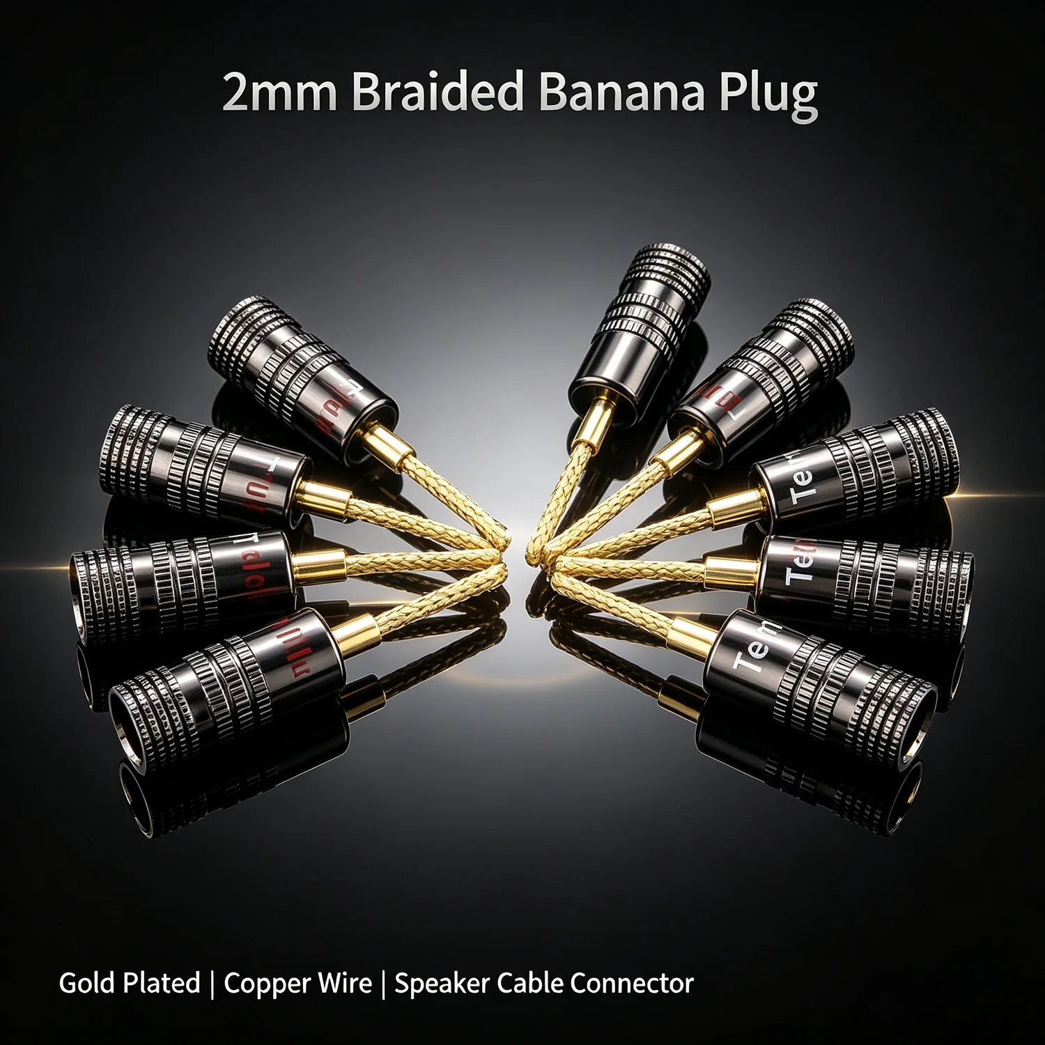 2mm Audiophile Copper Gold Plated Braided Banana Plug Speaker Wire Connector for HIFI DIY Assembly Speaker Cable