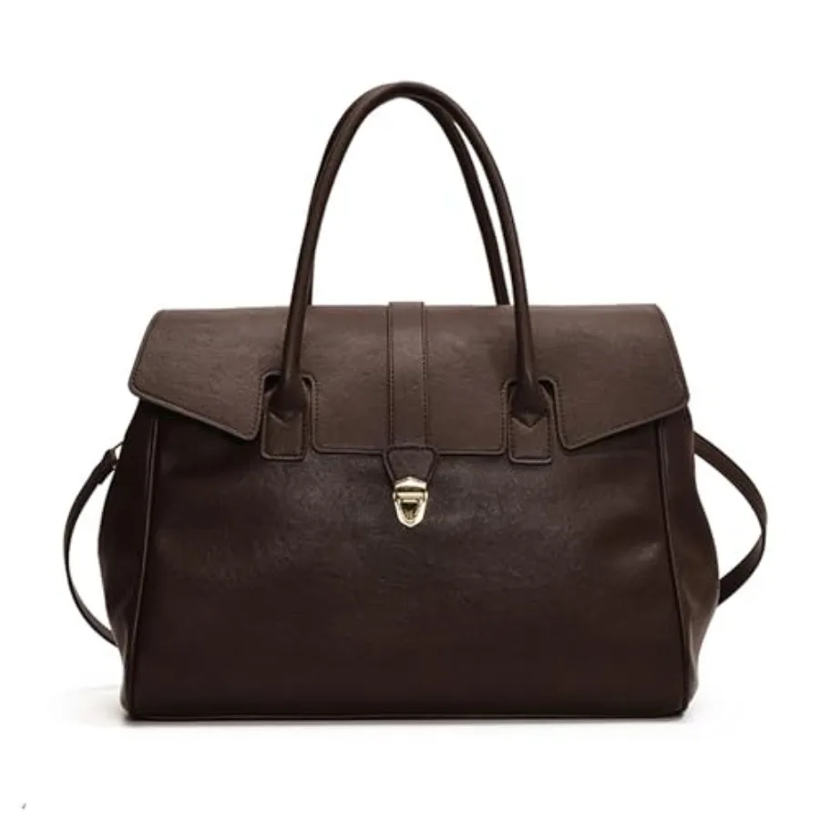 

Женская вместительная сумка-тоут с верхней ручкой из кожи растительного дубления, легкая, для работы и повседневного использования, с ремешком