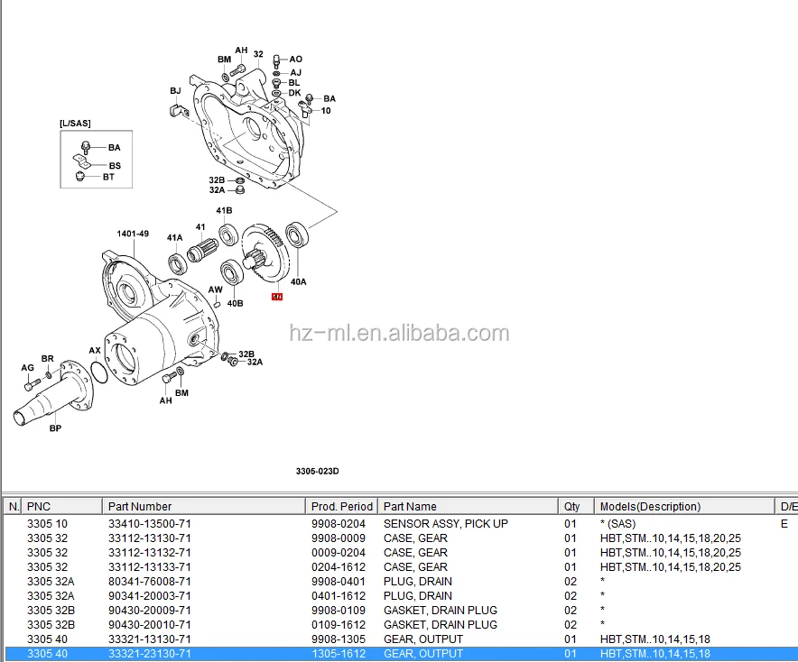 Forklift parts Gear output for Toyota 7FB10-30 7FBH10-30 33321-13130-71 33321-23130-71