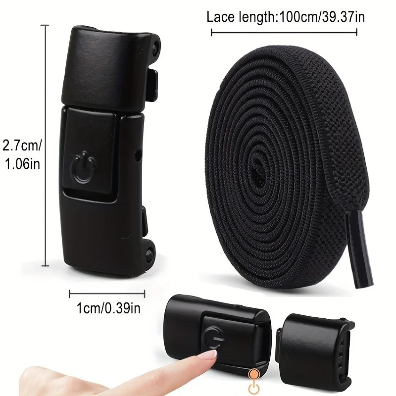 No-Tie-Schnürsenkel-Set mit 2 elastischen Schnürsenkeln und 2 Schnürsenkeln für Sportschuhe, Segeltuchschuhe und Fitnessschuhe – Detail 1
