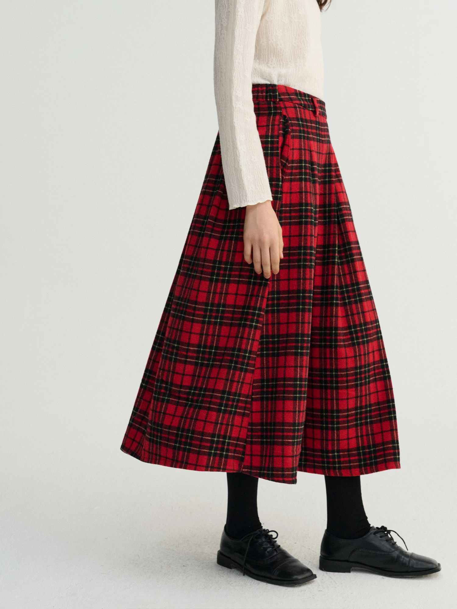 

Юбка Cisas в клетку с эластичным поясом, женская, в британском ретро-стиле, с высокой талией, из смесовой ткани (70% полиэстер, 30% шерсть)