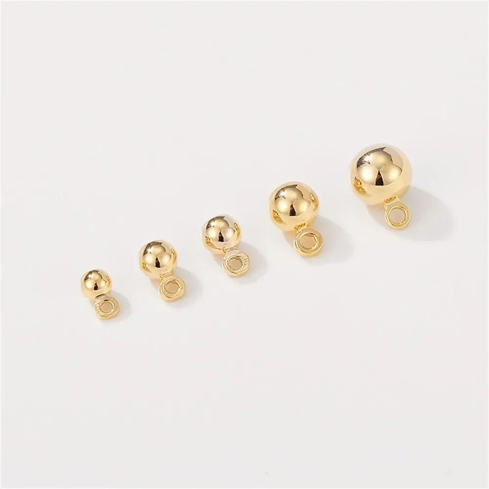 

14 К позолоченные гладкие круглые серьги-подвески из бисера DIY браслет ручной работы аксессуар материал подвесной шар круглые серьги из бисера