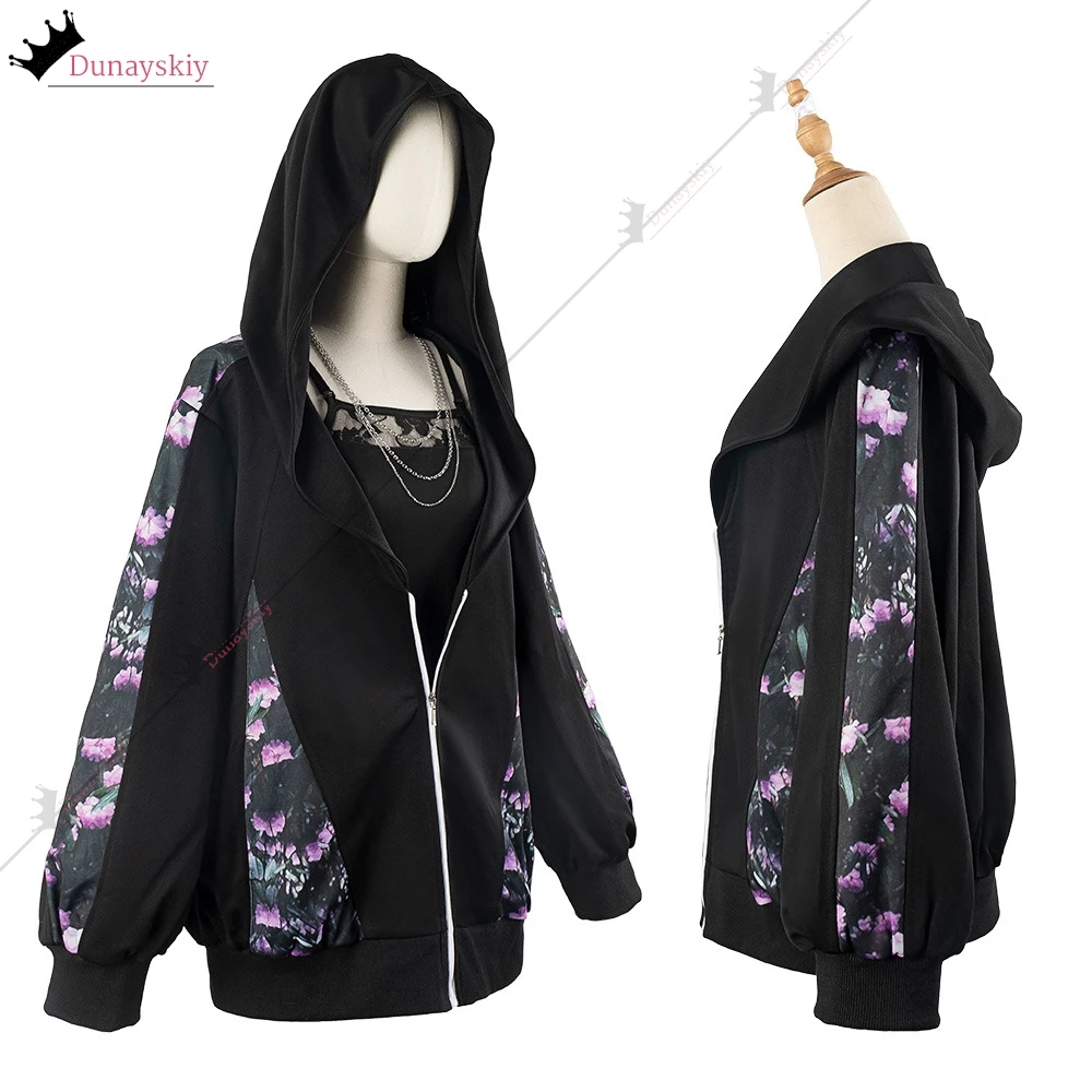 Project Sekai 25 Nightcord Akiyama Mizuki Косплей Костюм Черная толстовка Повседневный костюм Акияма Мизуки Парик Женщины Рождество Хэллоуин *