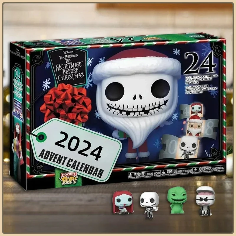 24 PCS O Pesadelo Antes do Natal 2024 Modelo de Mão. Spiderman Cartoon Fashion Caixa de presente boutique de Natal e ano novo