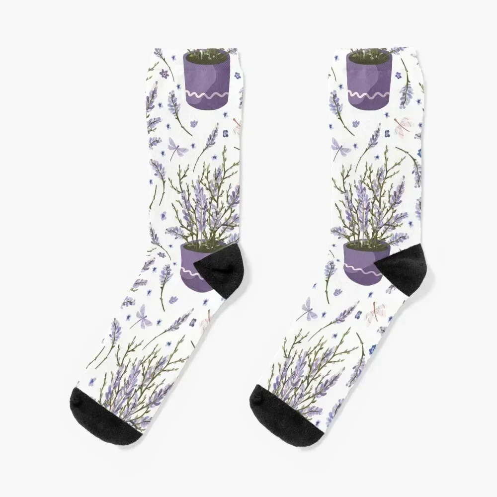 

Watercolor Lavender in a Pot Socks cartoon cool kawaii Male Socks Women's
