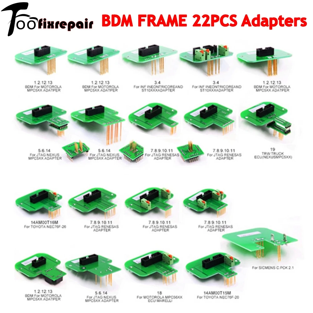 Programmeur de cadre BDM 22 adaptateurs BDM 22 pièces ensemble complet adaptateurs de sonde BDM sonde fonctionne pour la programmation KESS KTAG BDM
