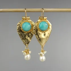 Vintage Style Design Inlay blue Gem Earrings Women Party Holiday Gifts