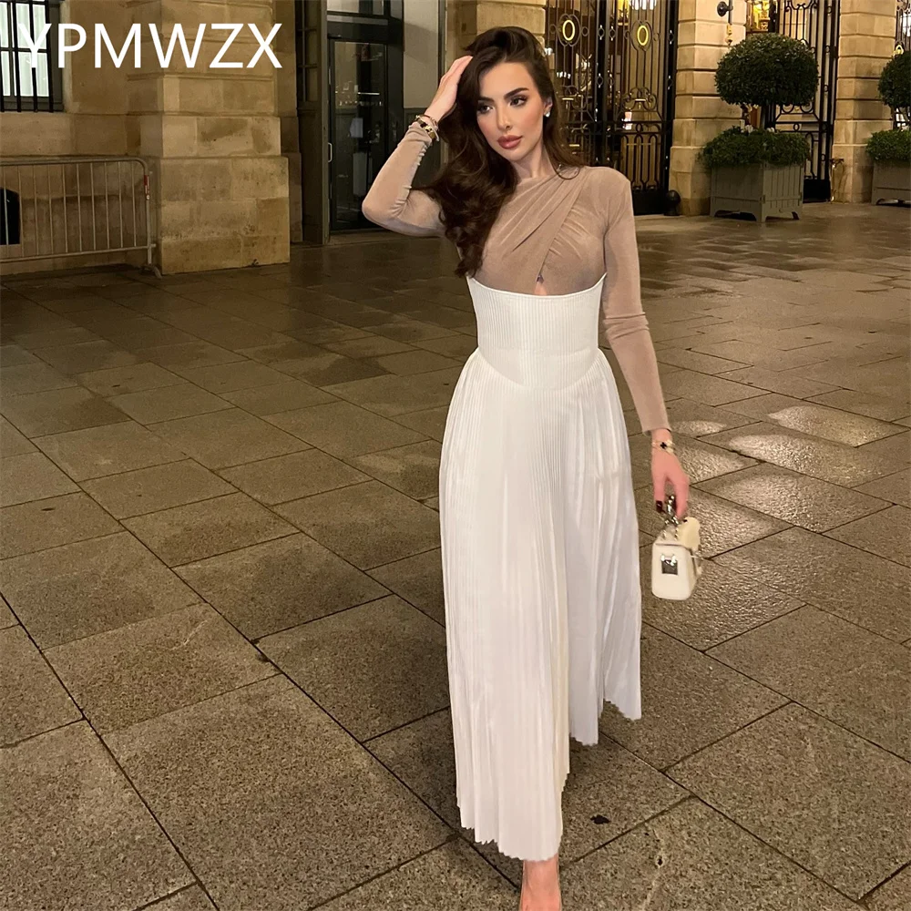 

Customized Prom Gown Formal Women Evening Dress YPMWZX Jewel A-line Floor Length Skirts Draped Bespoke Occasion Dresses Party Oc