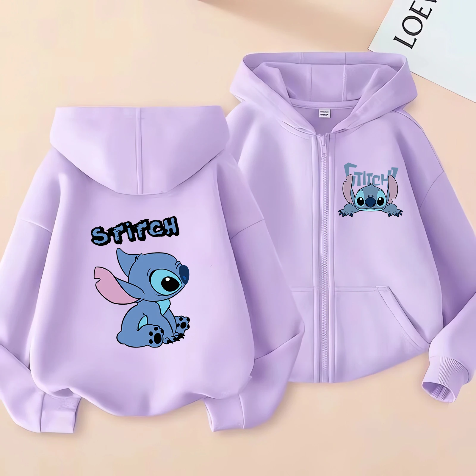 Divertidas sudaderas con cremallera, Sudadera con capucha de punto, ropa para niños, chico, niña, niño, sudadera de Lilo y Stitch, Sudadera con capucha con cremallera, Top informal para bebé