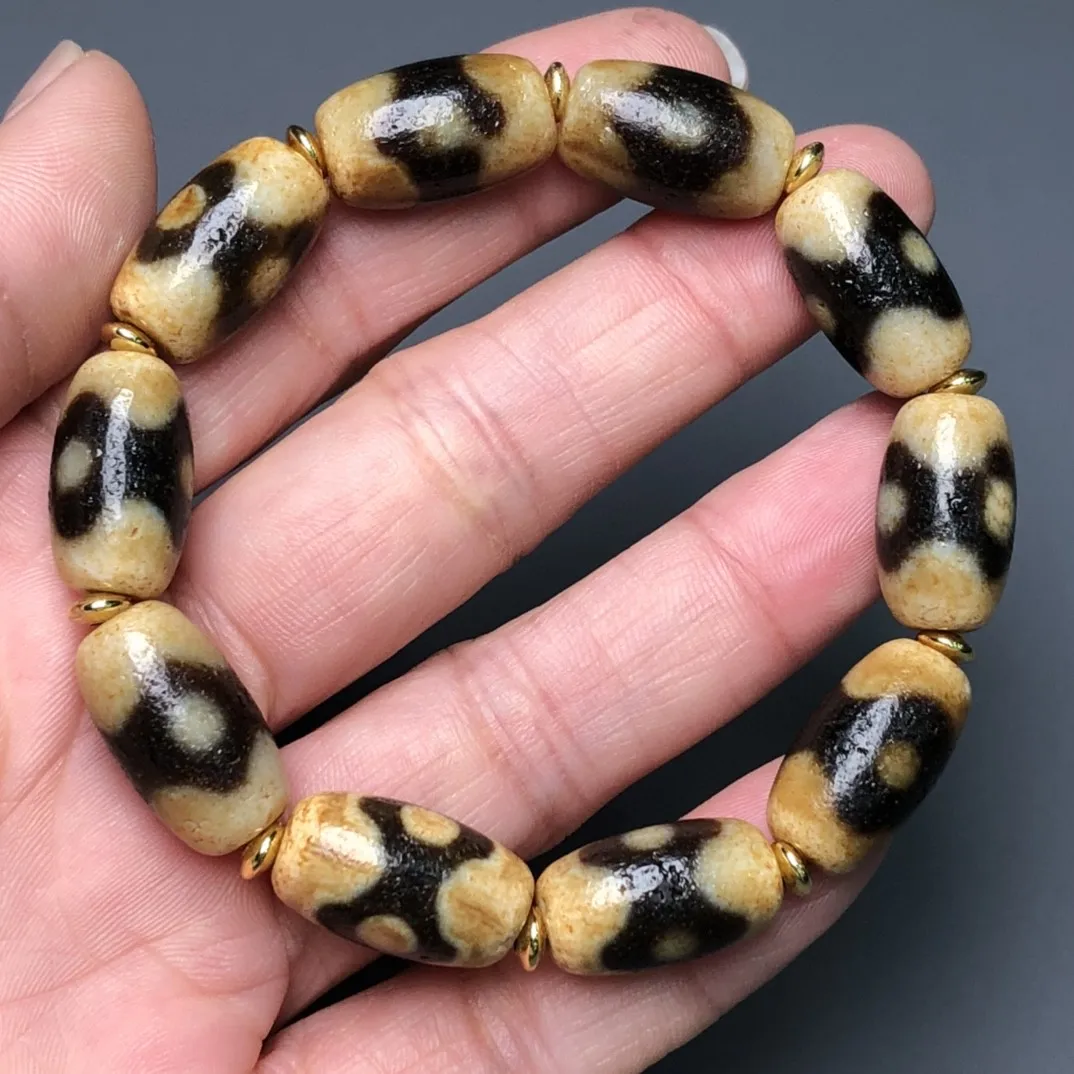 

Tooth yellow to pure Tancheng three-eye beads bucket bead chain natural agate multi-treasure string beads with accessories 11*19